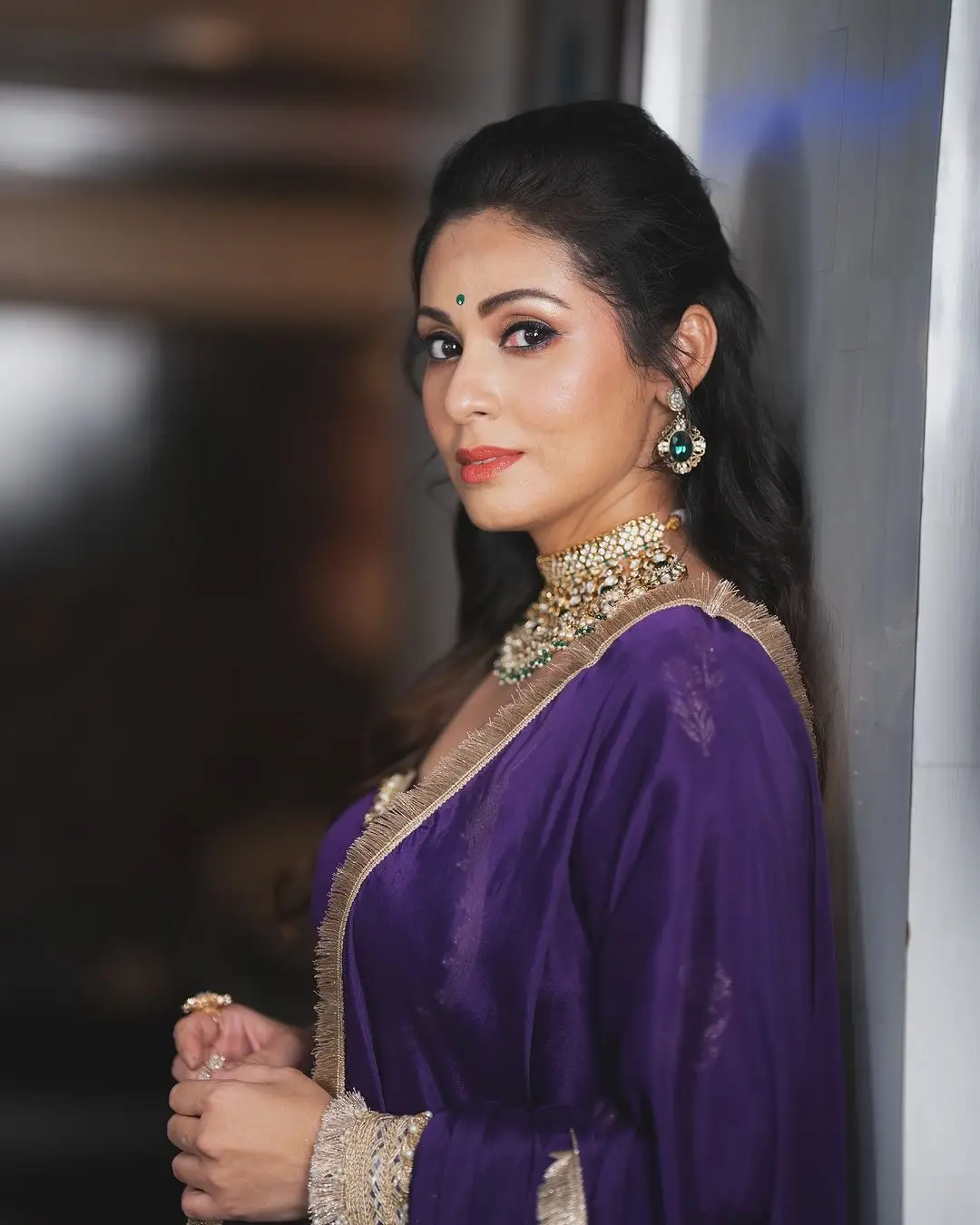 Actress Sadha In South Indian Traditional Blue Gown